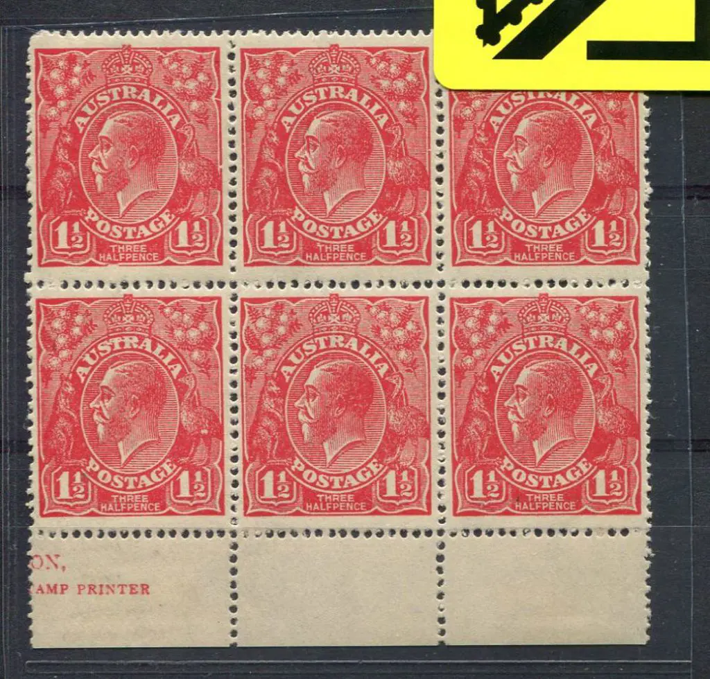 1½d red plate 21 block of 6 with 4 varieties. The ... Image 1++