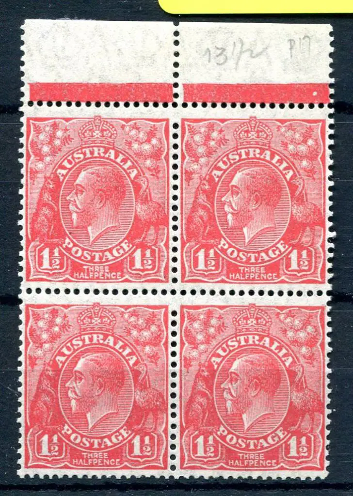 1½d rose-red, plate 1, block of 4 on translucent ... Image 1++