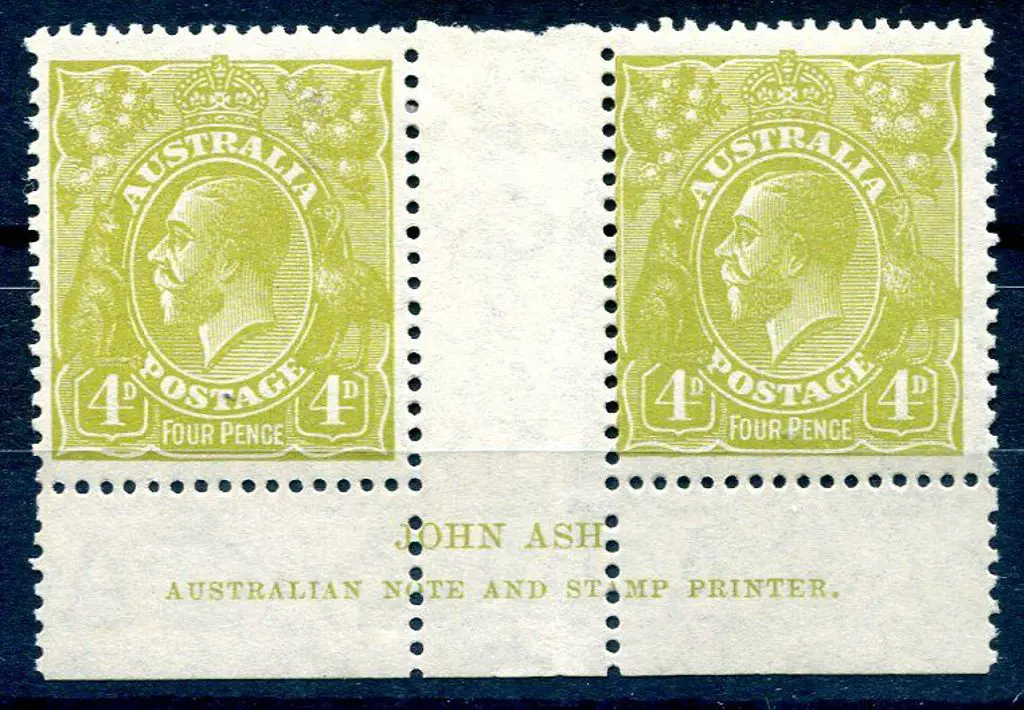 4d olive Ash imprint pair (N over A). Good ... Image 1++