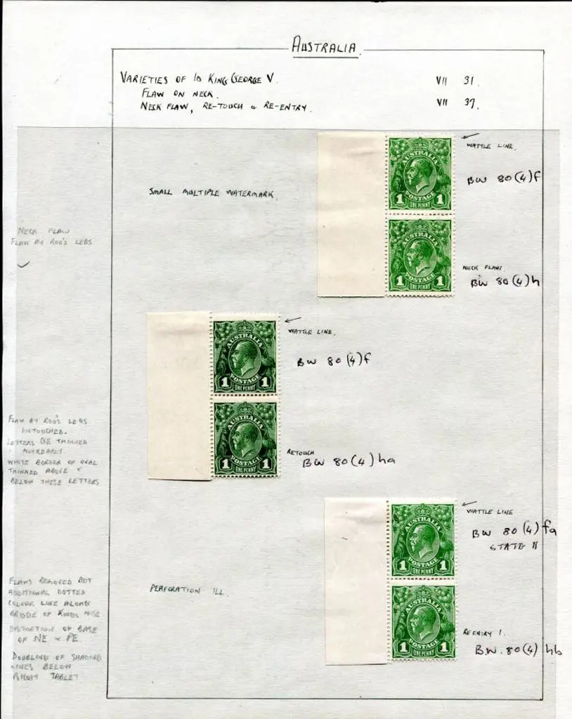 1926-30 SM wmk Perf. 14 1d green in 3 left ... Image 1++