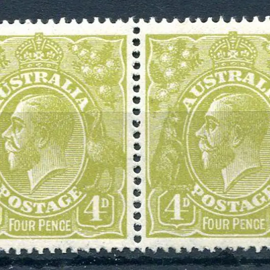 4d greenish olive pair. MUH &amp; well centred. ...