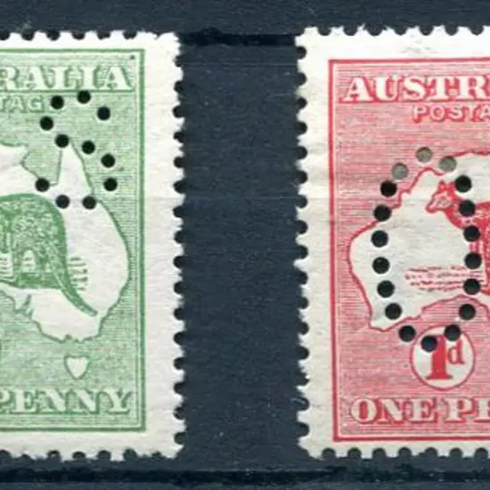 1913 ½d green kangaroo, 1st wmk, perfined small ...