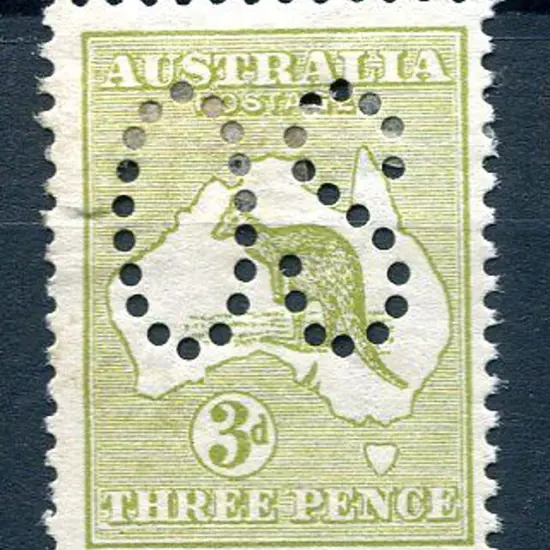 1913 3d olive-green kangaroo, 1st wmk, Die I ...