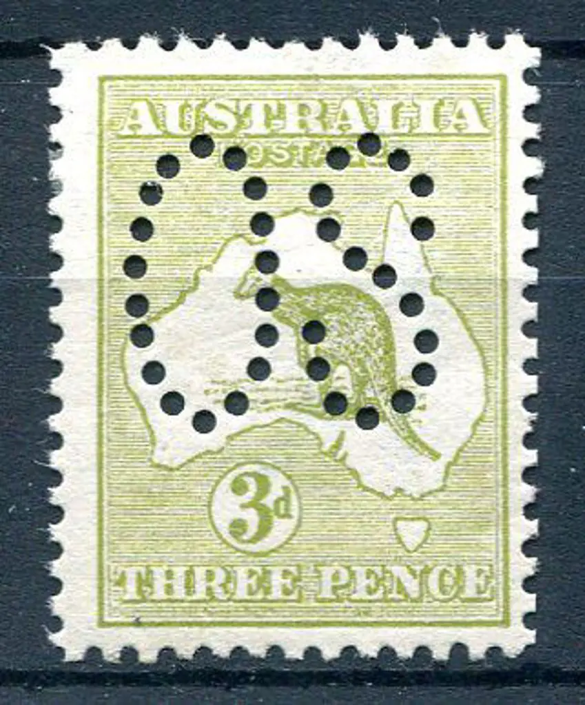 1913 3d olive-green kangaroo, 1st wmk, Die I ... Image 1++