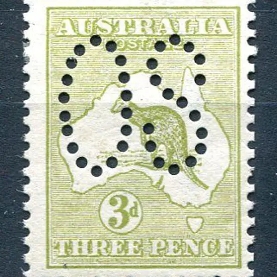 1913 3d olive-green kangaroo, 1st wmk, Die I ...