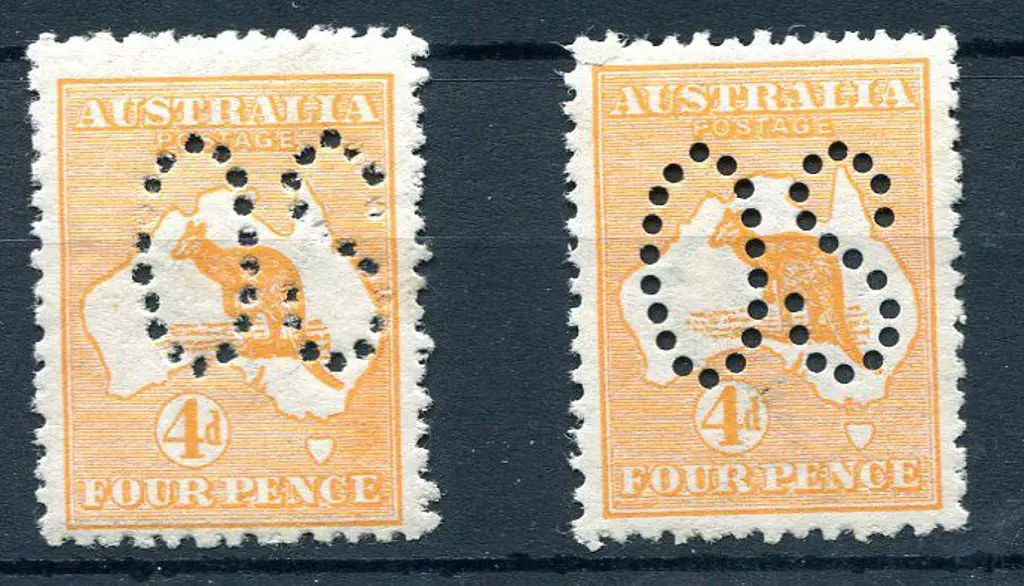 1913 4d orange kangaroo, 1st wmk, perfined large ... Image 1++