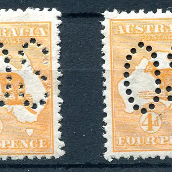 1913 4d orange kangaroo, 1st wmk, perfined large ...