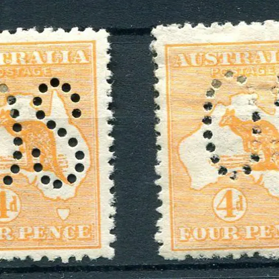 1913 4d orange kangaroo, 1st wmk, perfined large ...