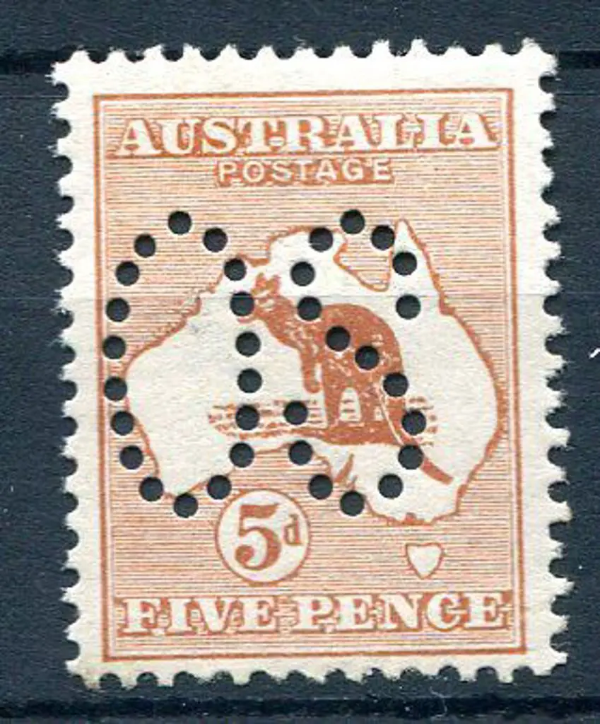 1913 5d chestnut kangaroo, 1st wmk, perfined large ... Image 1++
