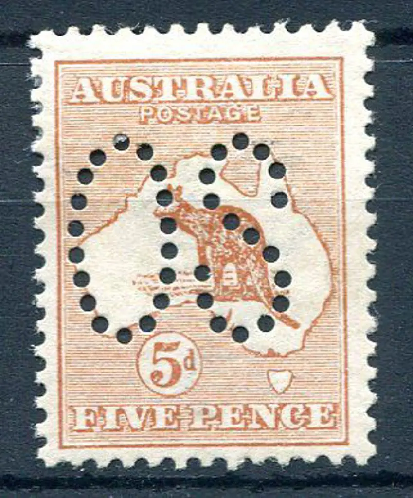 1913 5d pale chestnut kangaroo, 1st wmk, perfined ... Image 1++