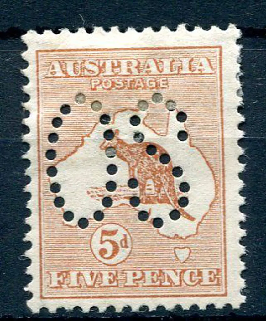 1913 5d pale chestnut kangaroo, 1st wmk, perfined ... Image 1++