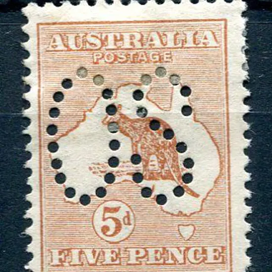 1913 5d pale chestnut kangaroo, 1st wmk, perfined ...