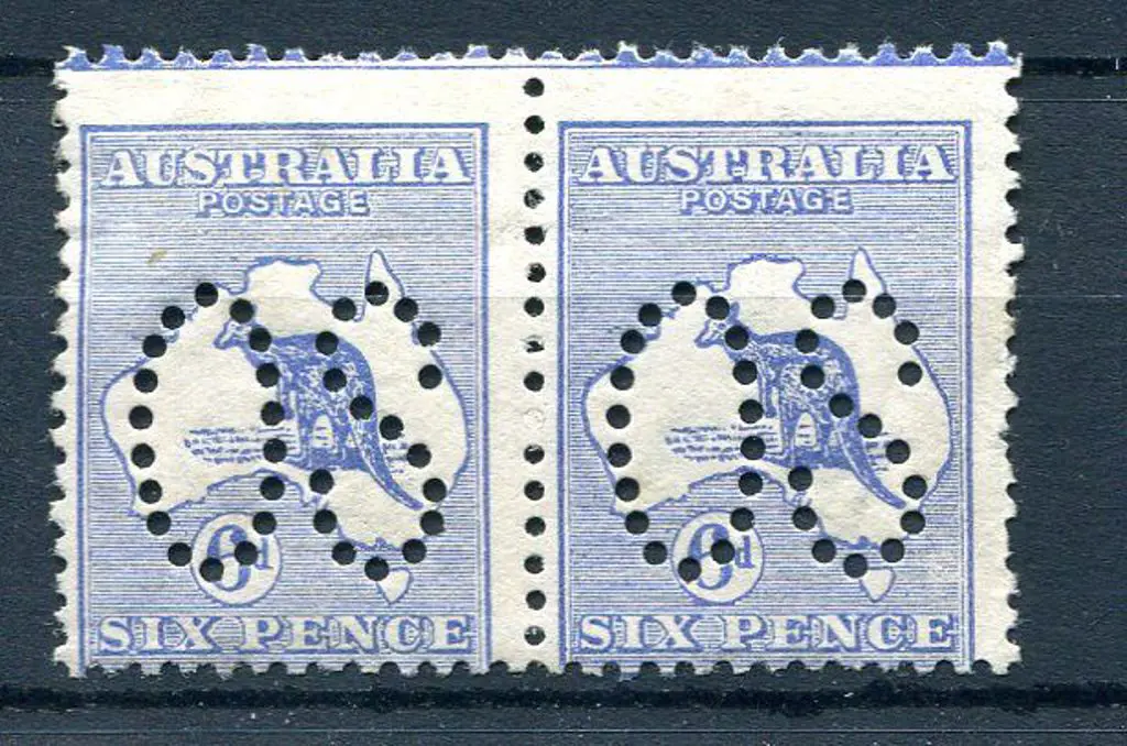 1913 6d blue kangaroo, 1st wmk, perfined large ... Image 1++