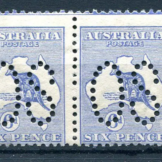 1913 6d blue kangaroo, 1st wmk, perfined large ...