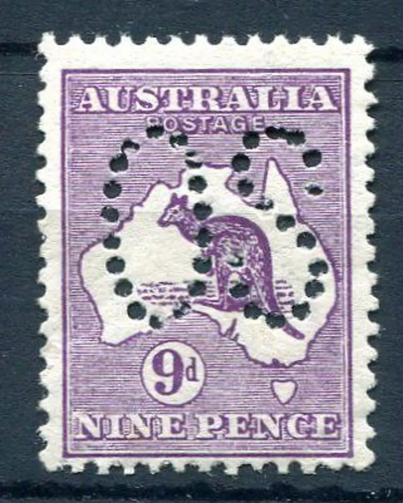 1913 9d violet kangaroo, 1st wmk, perfined large ... Image 1++