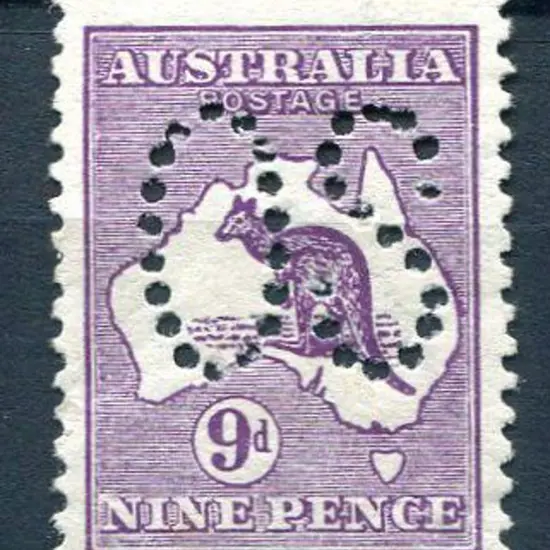 1913 9d violet kangaroo, 1st wmk, perfined large ...