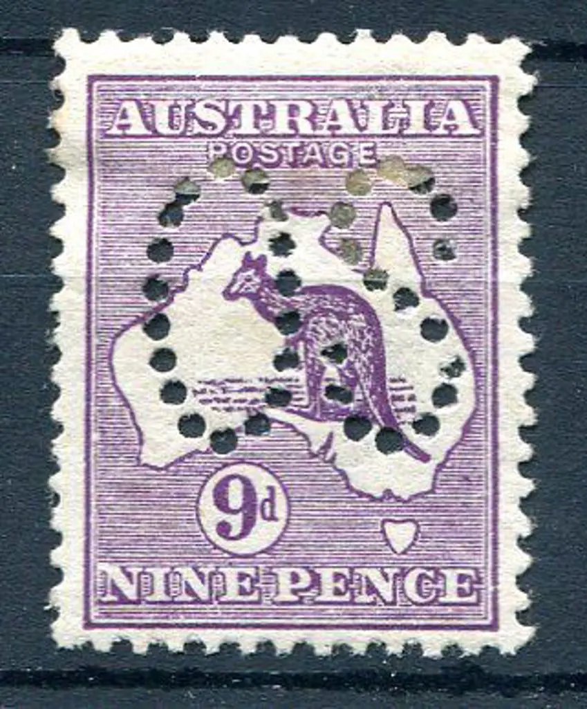 1913 9d violet kangaroo, 1st wmk, perfined large ... Image 1++