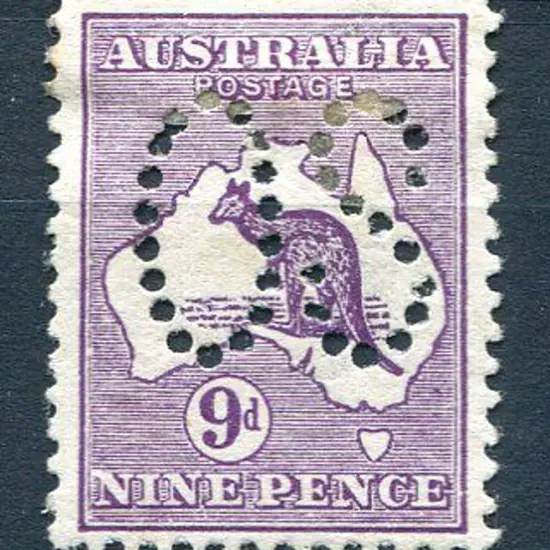 1913 9d violet kangaroo, 1st wmk, perfined large ...