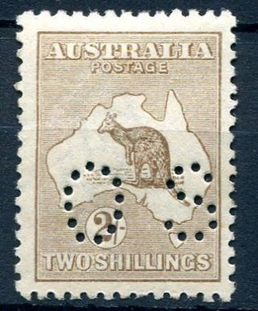 1915 2/- pale brown kangaroo, 3rd wmk perfined ... Image 1++
