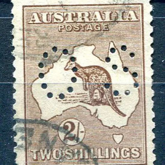 1915/28 2/- brown kangaroo, 3rd wmk, perfined ...