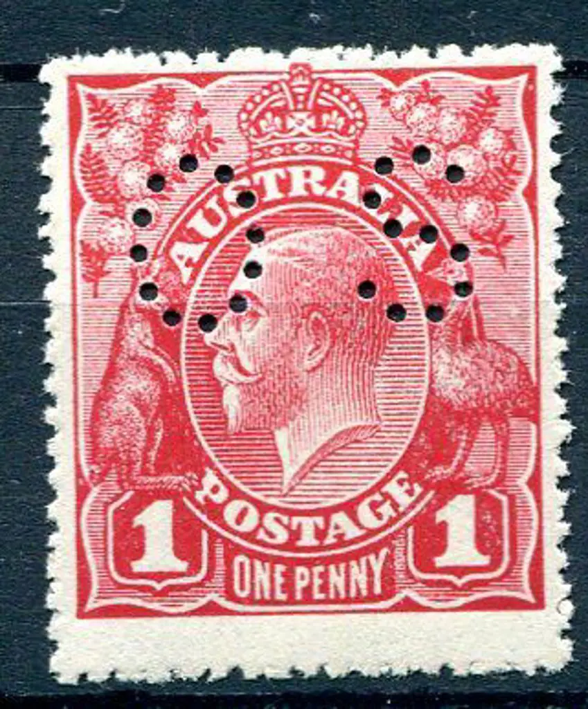 1918 1d crimson on smooth paper perfined ... Image 1++
