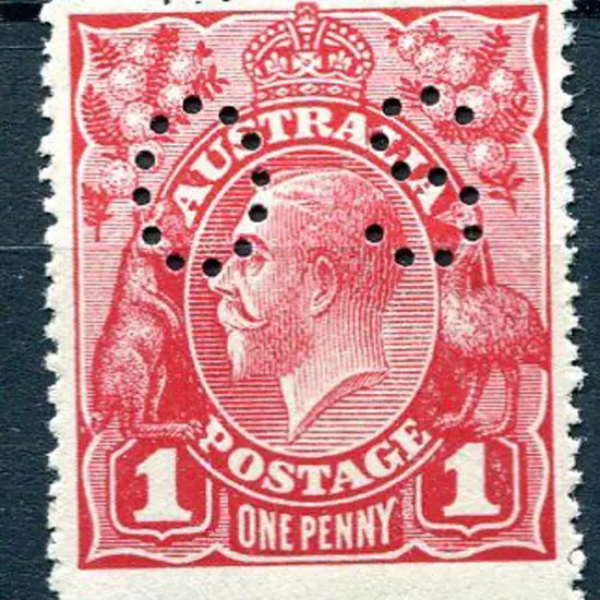 1918 1d crimson on smooth paper perfined ...