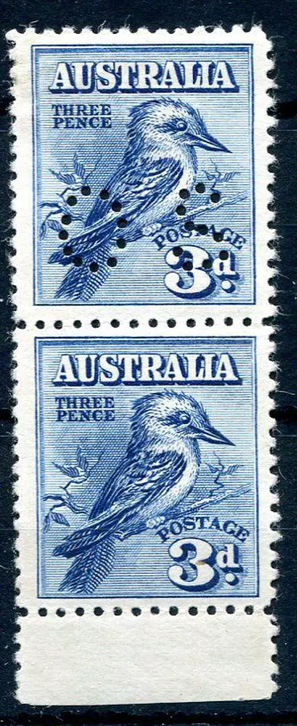 1928 3d kookaburra in lower margin vertical pair ... Image 1++