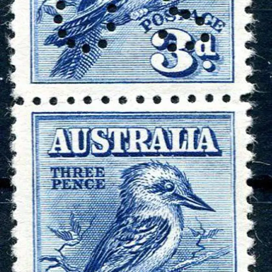 1928 3d kookaburra in lower margin vertical pair ...