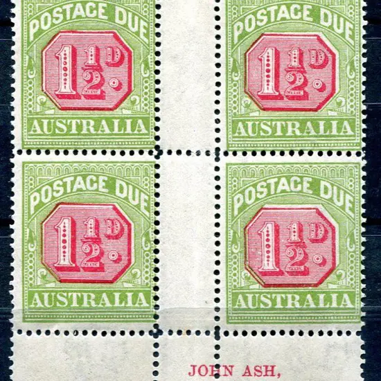 1922/30 1½d Ash imprint block of 4 with lower ...