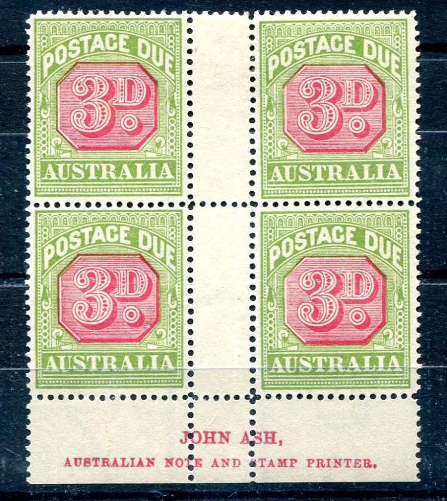 1922/30 3d Ash imprint block of 4 with ... Image 1++