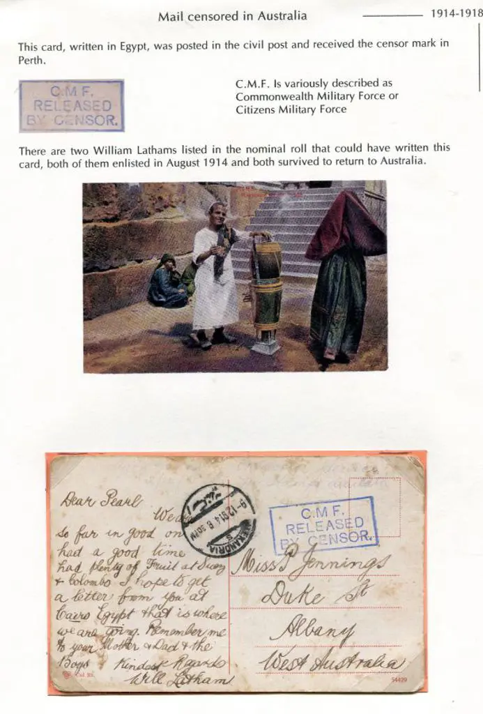 1914 (12th Aug) Censored postcard from Egypt with ... Image 1++