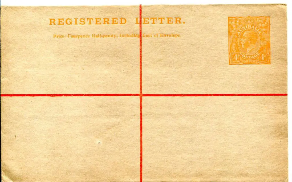 1916 4d orange KGV Sideface Registered Envelope ... Image 1++