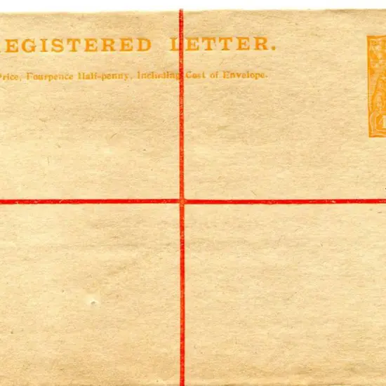 1916 4d orange KGV Sideface Registered Envelope ...