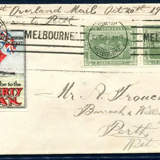 1917 (20th Oct) "1st Overland Mail ...
