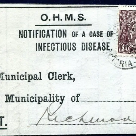 1919 (28th January) "Notification of a Case ...
