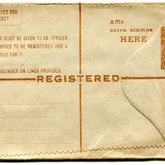 1923 4½d on 5d chestnut KGV Sideface Registered ...