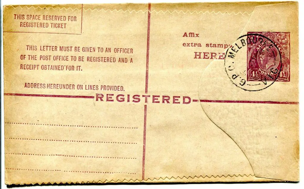 1925 4½d violet KGV Sideface Registered Envelope ... Image 1++
