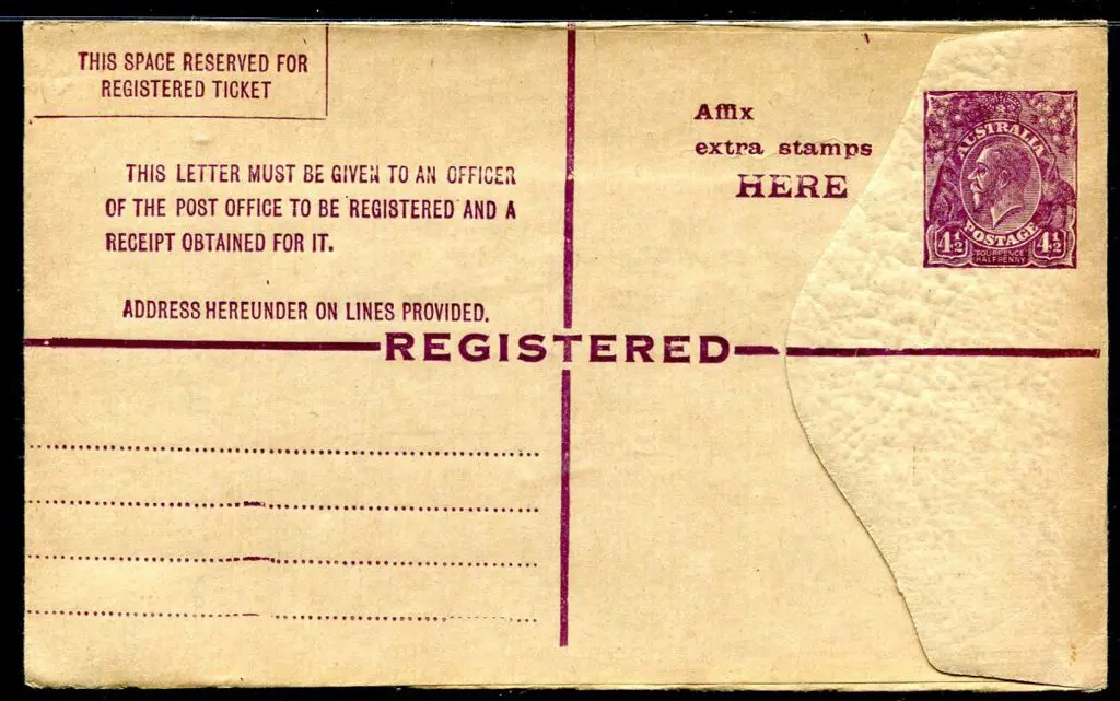 1925 4½d violet KGV Sideface Registered Envelope ... Image 1++