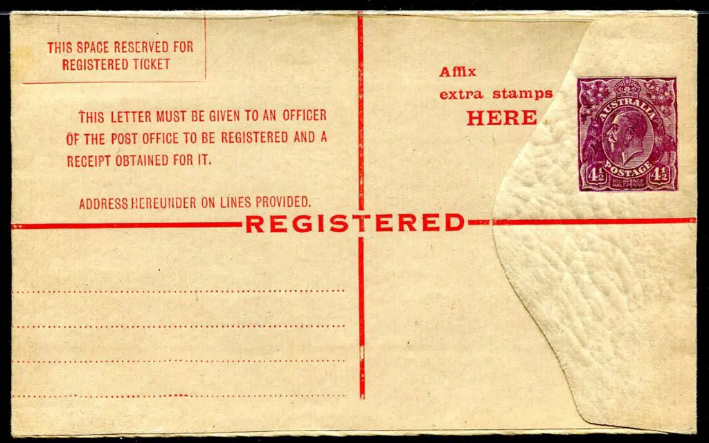1925 4½d violet KGV Sideface Registered Envelope ... Image 1++