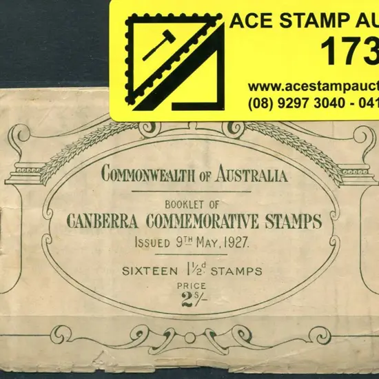 1927 2/- Canberra booklet with one complete pane ...