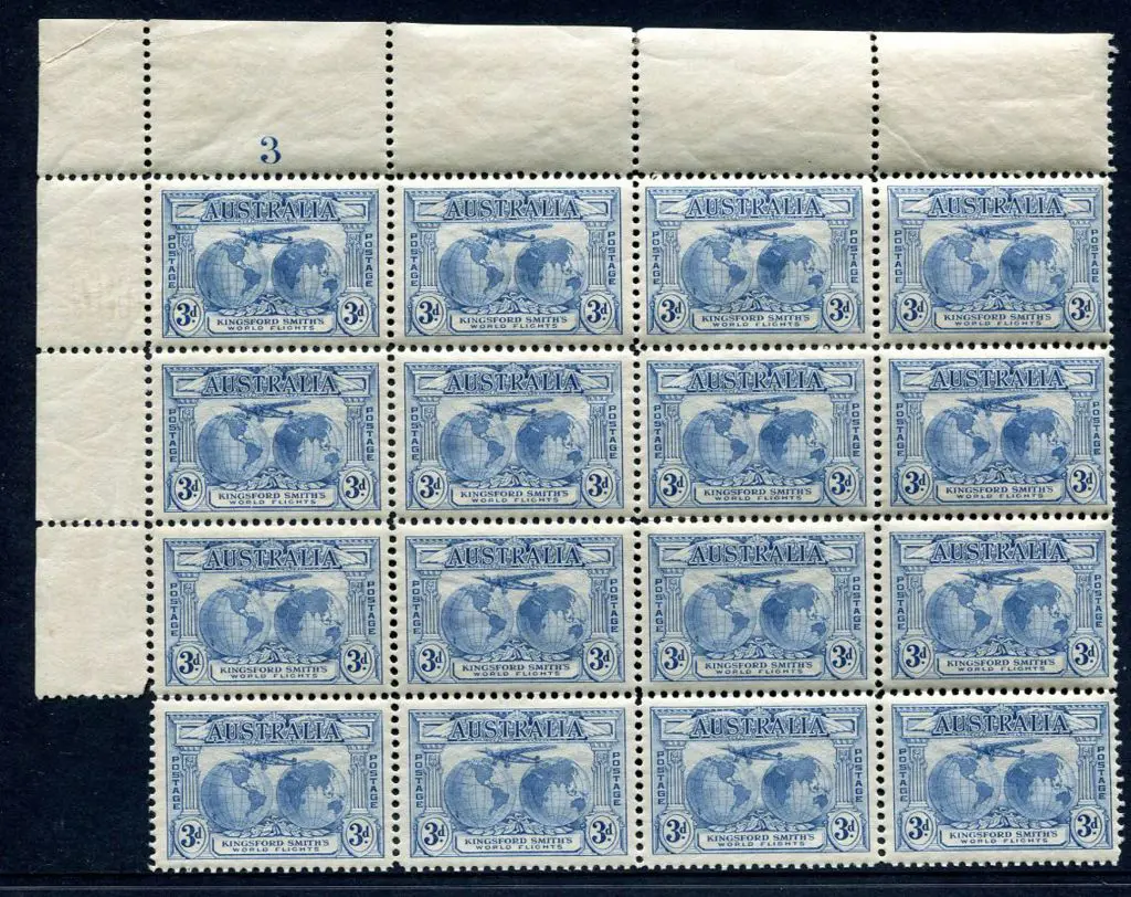 1931 3d Kingsford Smith top left corner Plate 3 ... Image 1++