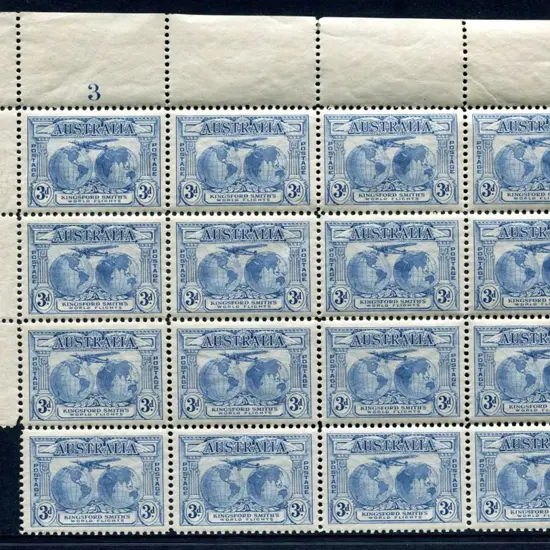1931 3d Kingsford Smith top left corner Plate 3 ...