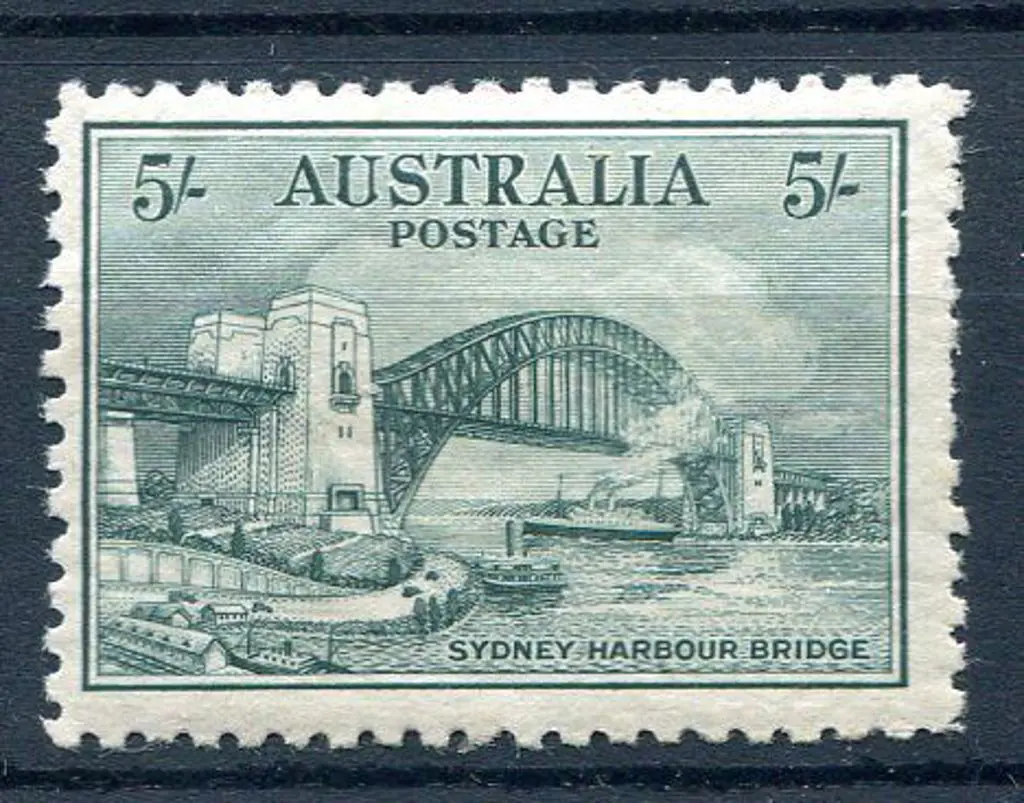 1932 5/- Sydney Harbour Bridge. MLH, centred ... Image 1++