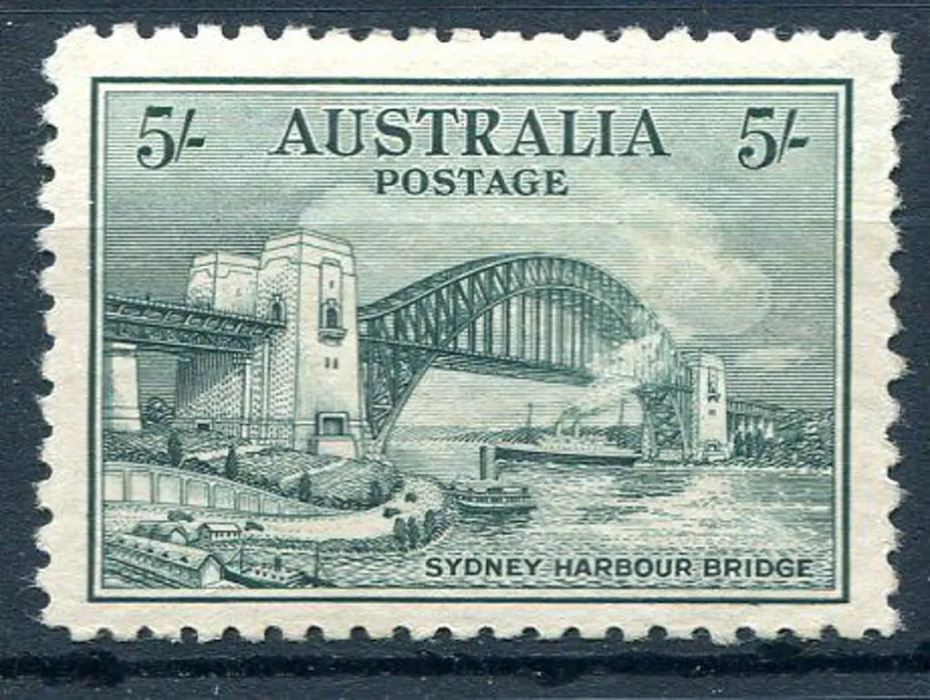 1932 5/- Sydney Harbour Bridge. MLH with even gum ... Image 1++