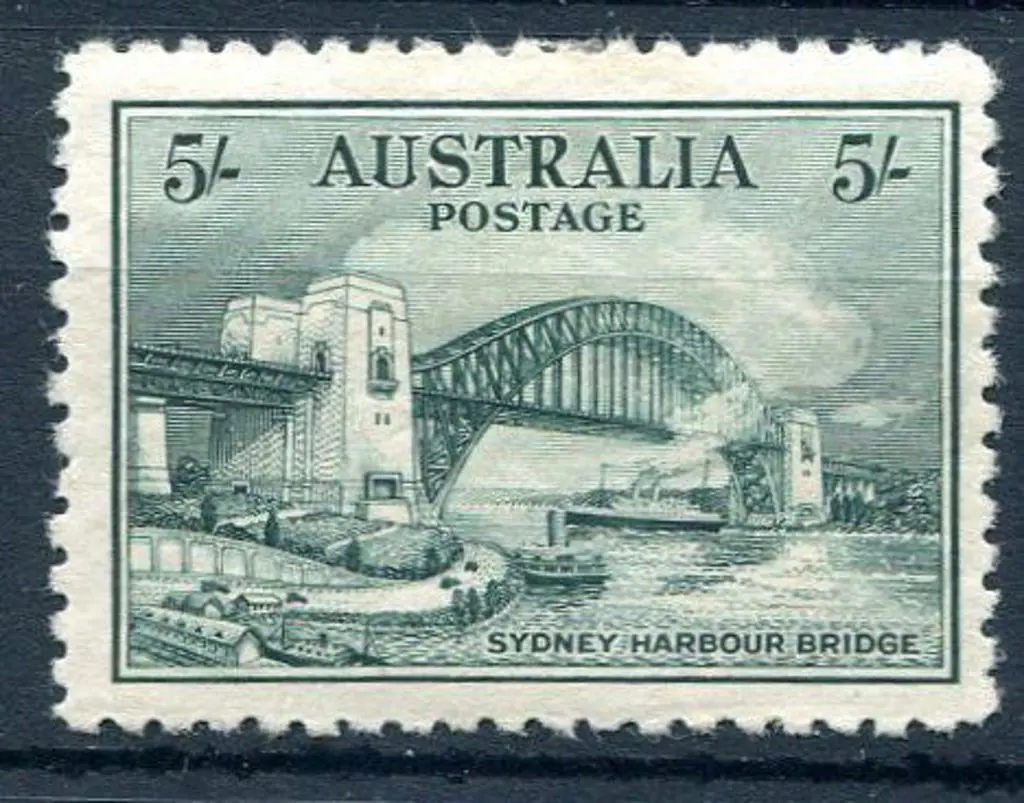 1932 5/- Sydney Harbour Bridge. MLH, centred ... Image 1++