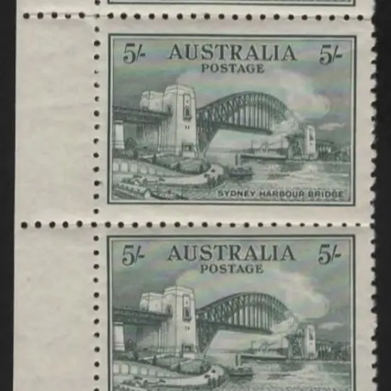 1932 5/- Sydney Harbour Bridge bottom left ...