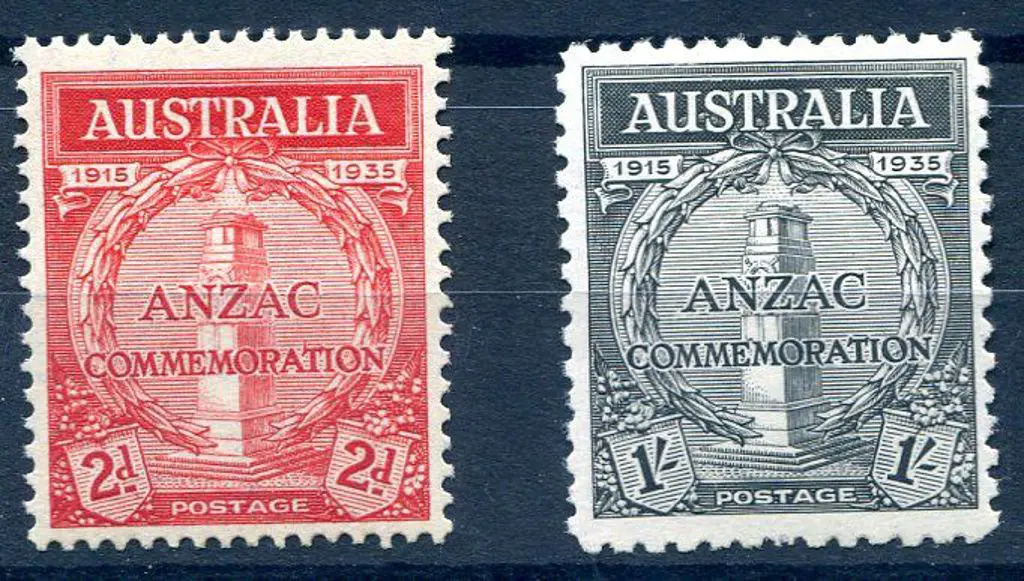 1935 2d &amp; 1/- Anzac pair. Fine MUH. SG 154/55 ... Image 1++