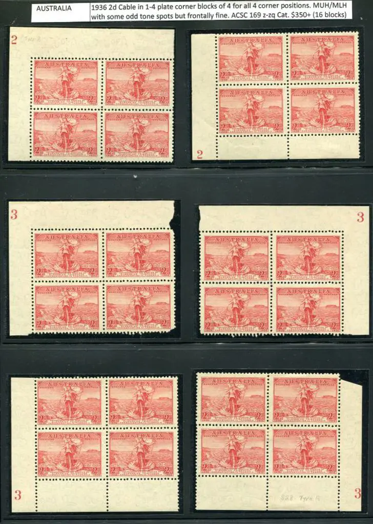 1936 2d Submarine Cable in 1-4 plate corner blocks ... Image 1++