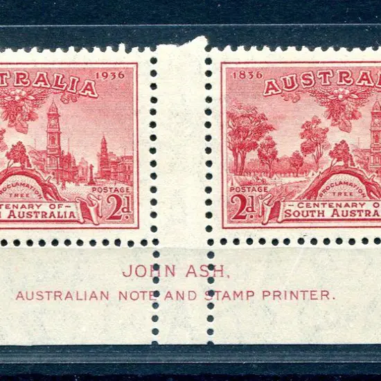 1936 SA Cent in John Ash imprint pair with ...