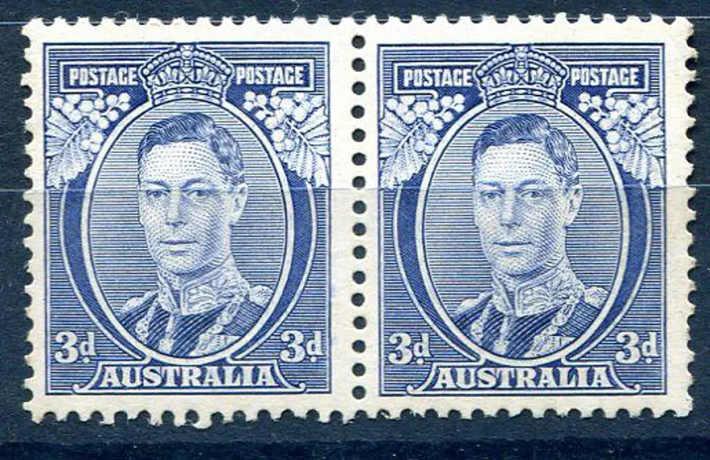 1937/48 3d blue Die Ia horiz pair. MUH but both ... Image 1++
